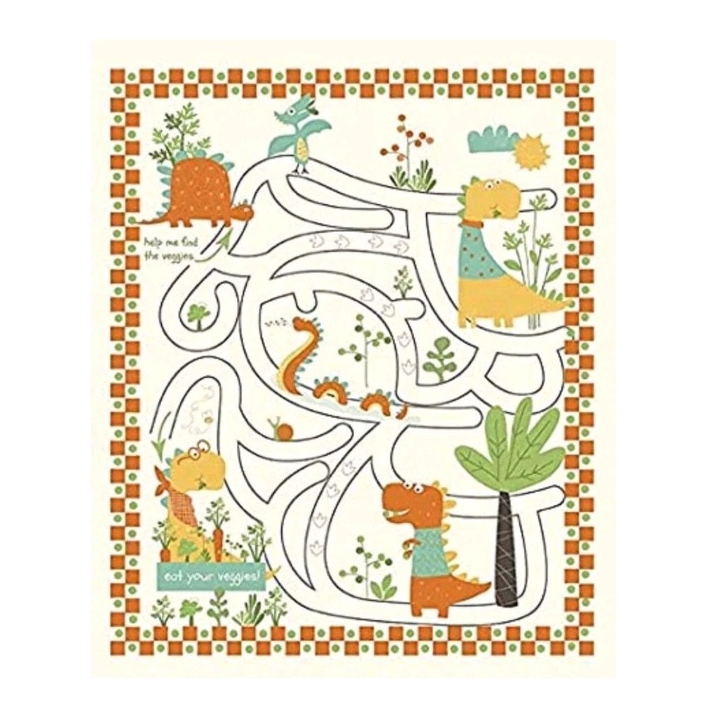 Dinosaur Eat Your Veggies! Maze Panel Sandy Gervais Riley Blake Designs 36"x43"